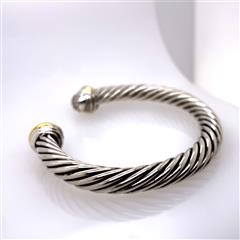 David Yurman Diamond Sterling Silver 18K YG Cuff Bracelet